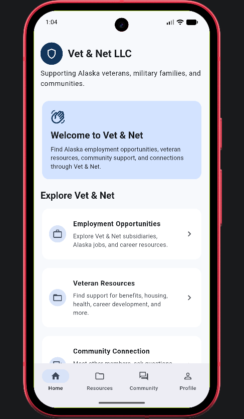 Vet and Net mobile app preview